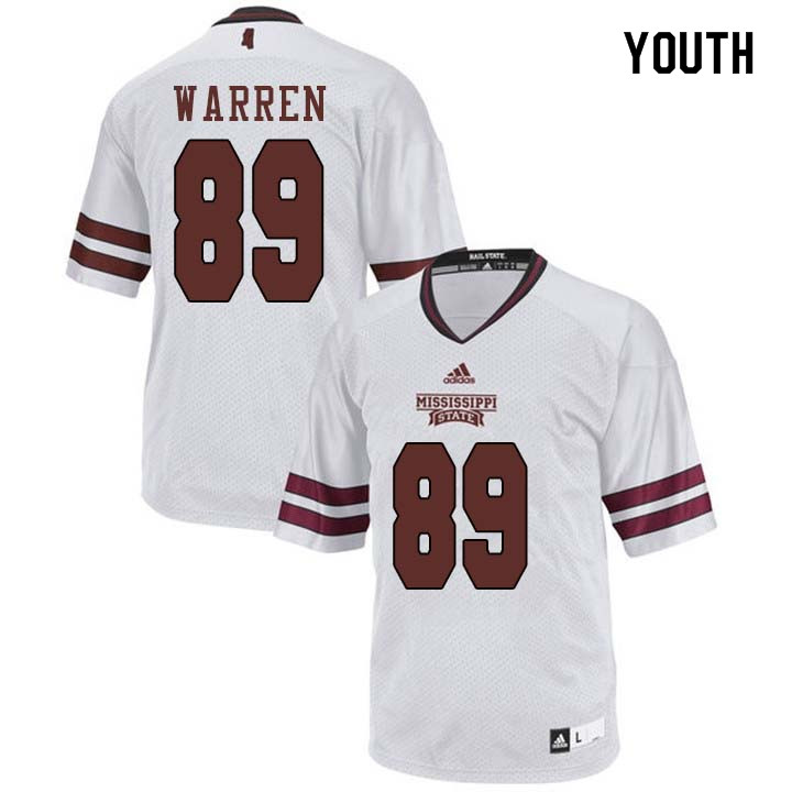 Youth #89 Powers Warren Mississippi State Bulldogs College Football Jerseys Sale-White